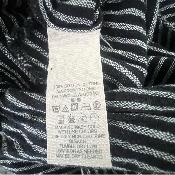 Free People The Liberty Jumpsuits Wide Leg Cotton Black White Striped Size 0 - Picture 10 of 10